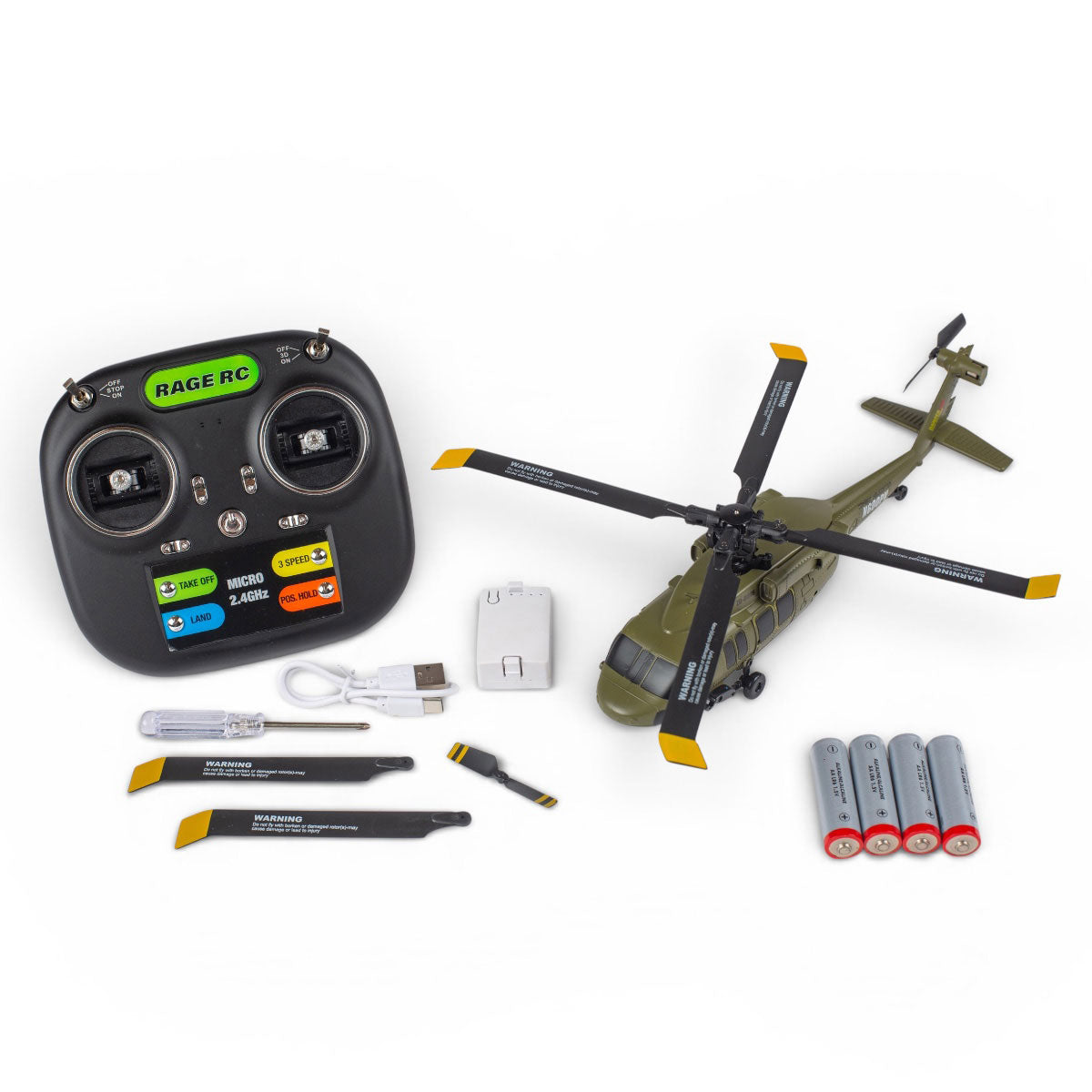 Rage RC 6150 Hero-Copter BL, 4-Blade RTF Heli; Army
