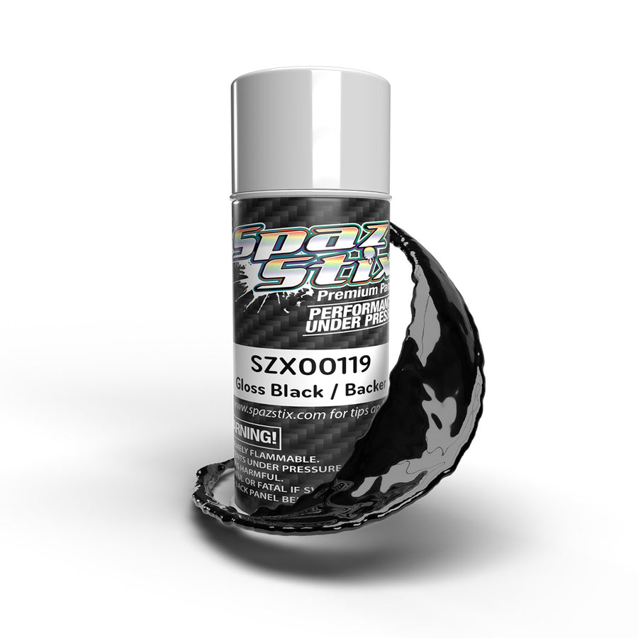 SpazStix 00119 High Gloss Black/ Backer, Aerosol Paint, 3.5oz Can