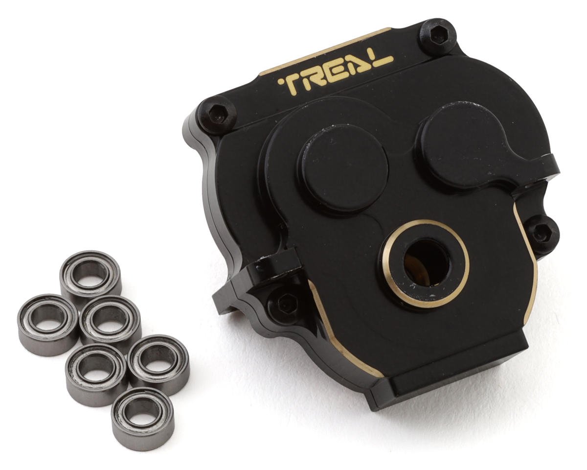 Treal TTRX-4M-96 Brass Transmission Gearbox Housing for Traxxas TRX-4M (Black) (44g)