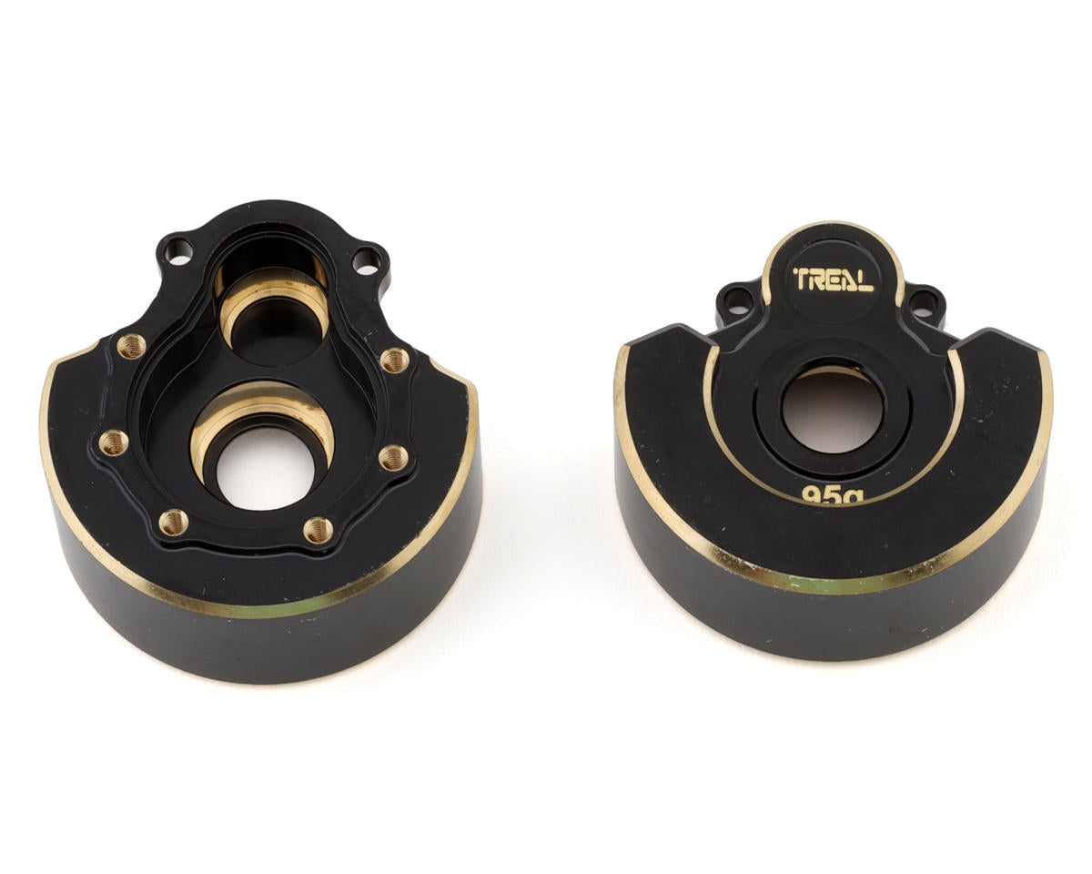 Treal TTRX4-11 Heavy Brass Outer Portal Housing Covers for Traxxas TRX-4 (Black) (2)