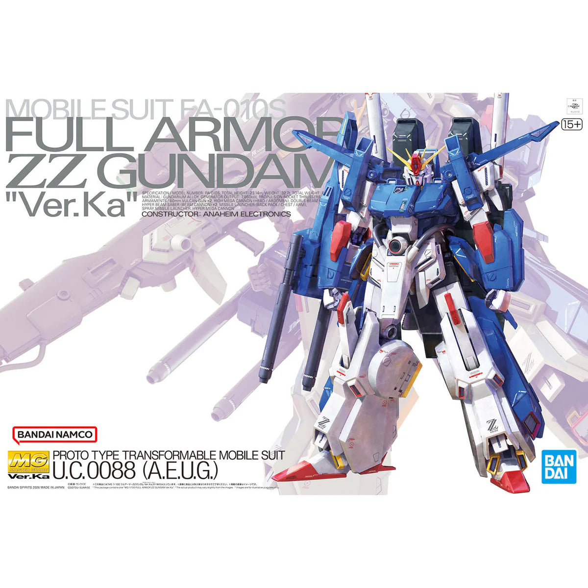 Bandai 2805080 MG 1/100 Full Armor ZZ Gundam Ver.Ka
