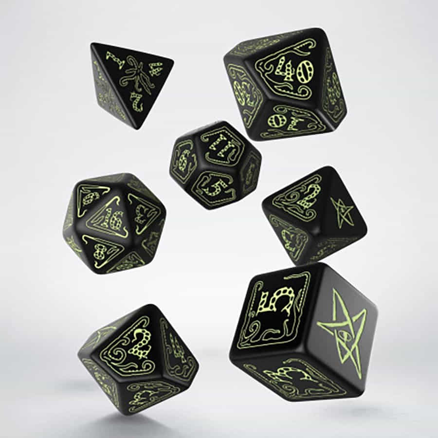 Q-Workshop SCTH07 Call of Cthulhu Black Glow in the Dark Dice Set