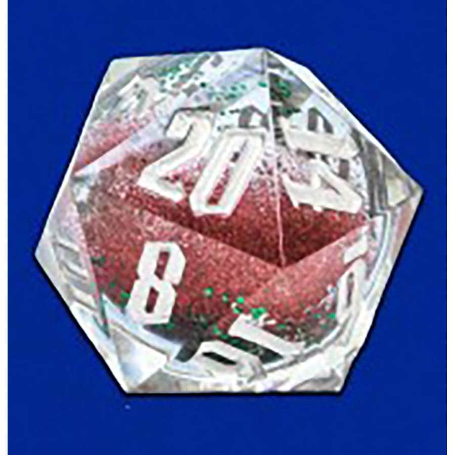 Sirius Dice 001202 D20 Snowglobe Large: Red and Green Glitter and Silver Snowflakes