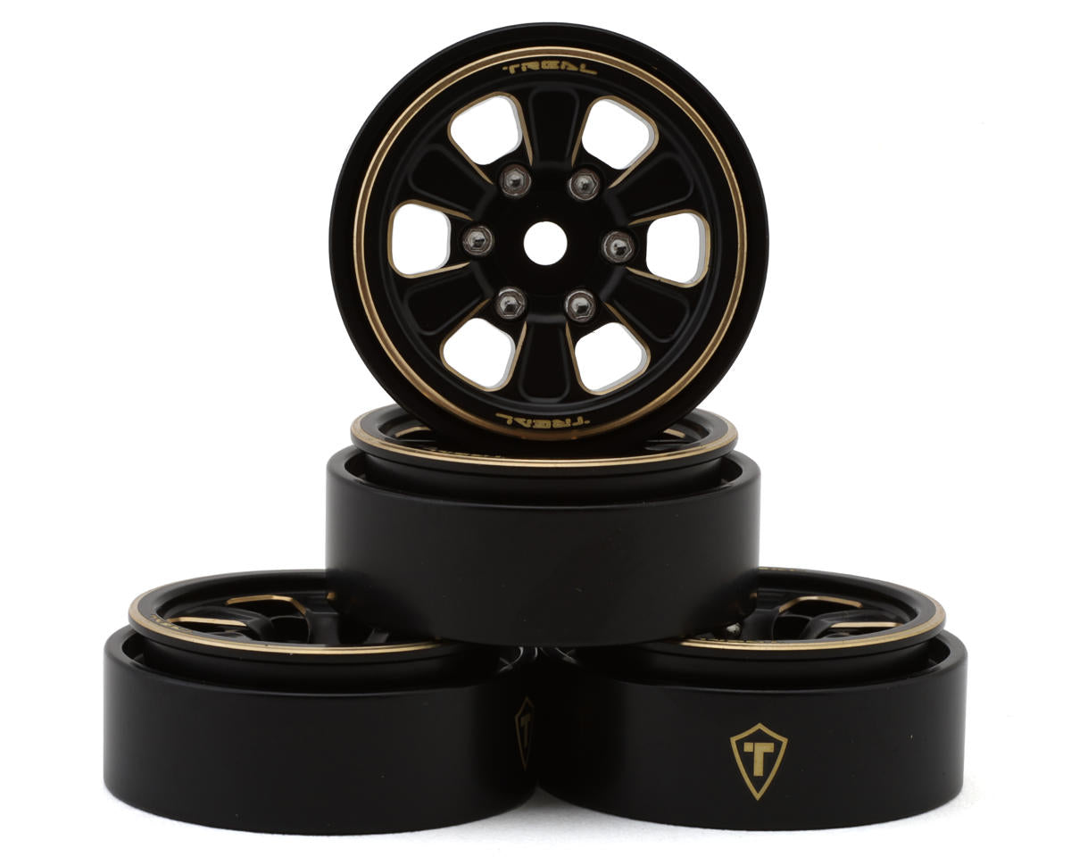 Treal TSCX24-111 Type B 1.0" 6-Spoke Brass Beadlock Wheels (Black) (4) (38.7g)