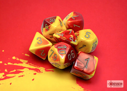 Chessex 26450 Gemini Red-Yellow/silver