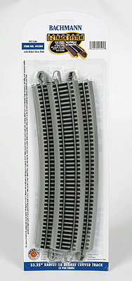 Bachmann 44504 Curved Track w/ Nickel Silver Rail & Gray Roadbed - E-Z Track(R) -- 33-1/4" Radius, 18-Degree Curve