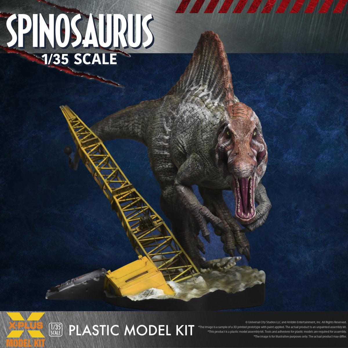 X-Plus 411-200365TP 1/35 Jurassic Park III: Spinosaurus Dinosaur w/ Detailed Base