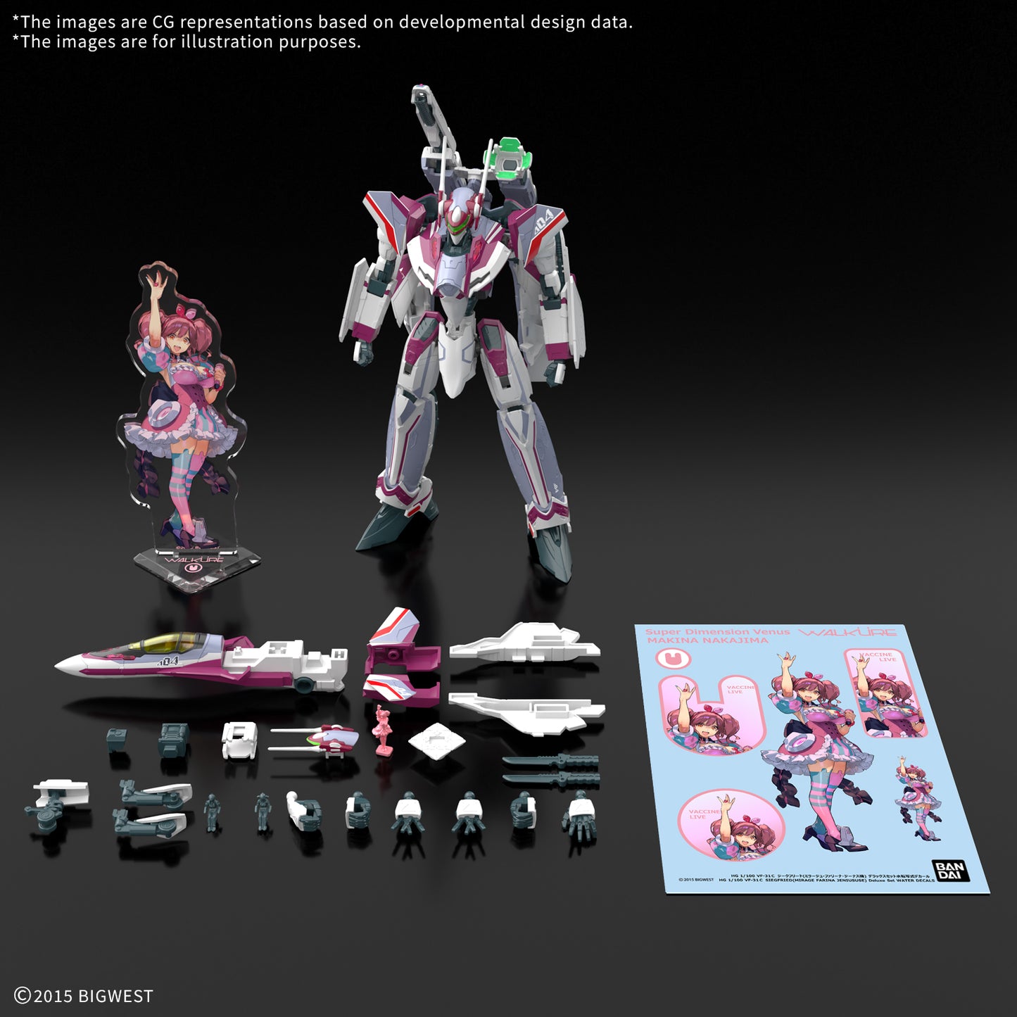 Bandai 2826483 HG VF-31C Siegfried (Mirage Farina Jenius Use) Deluxe Set