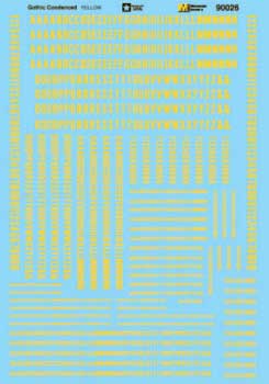 Microscale 90026 HO Alphabets & Numbers - Condensed Gothic -- Yellow