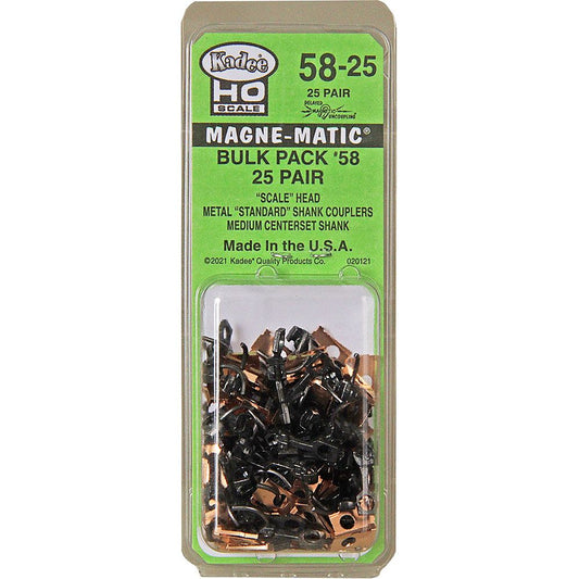Kadee 12 5825 #58-25 HO Scale Bulk Pack - 25 pair #58 Scale Metal Couplers - Medium (9/32") Centerset Shank
