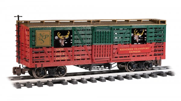 Bachmann 98709 G Christmas Animated Stock Car with Reindeer