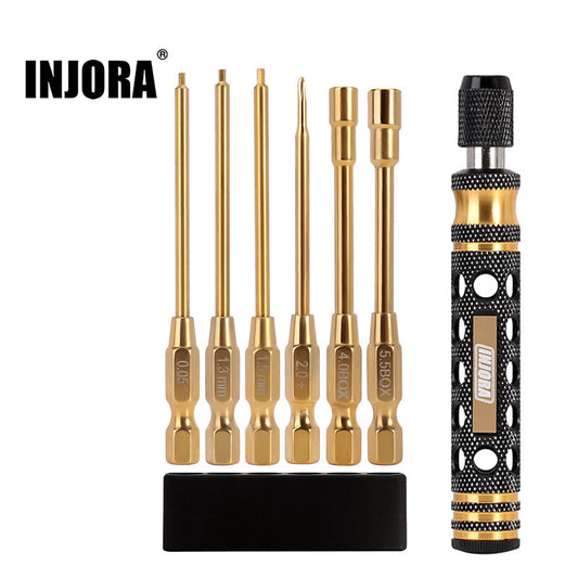 Injora Tool-LSD35 6-in-1 Hex Screwdrivers Nut Drivers Quick Change RC Tool Kit for FCX24 SCX24 AX24