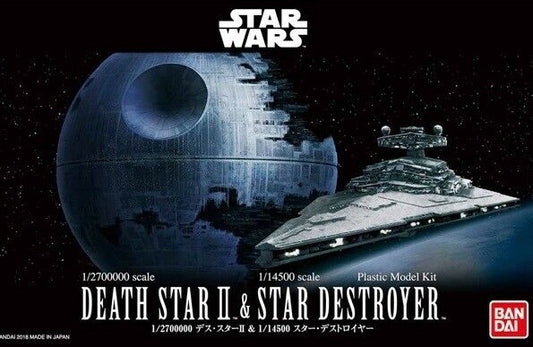 Bandai 230358 2419265 Star Wars 1/2700000 Death Star II & 1/14500 Star Destroyer