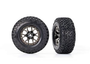 Traxxas 10186-BLKCR Tires & wheels, assembled, glued Ford Raptor R black chrome wheels,