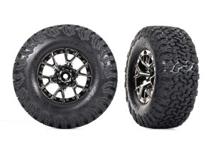 Traxxas 10187-BLKCR Tires & wheels, assembled, glued (Ford Raptor R black chrome wheels,