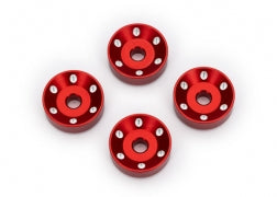 Traxxas 10257-RED Wheel washers, machined aluminum, red (4)