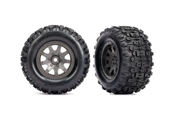 Traxxas 10771-GRAY Gray Front Wheels w/ Sledgehammer Tires (2)