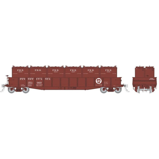 Rapido 194003A HO G22b Steel Gondola, AB Brakes & LCL Containers, PRR Circle Keystone