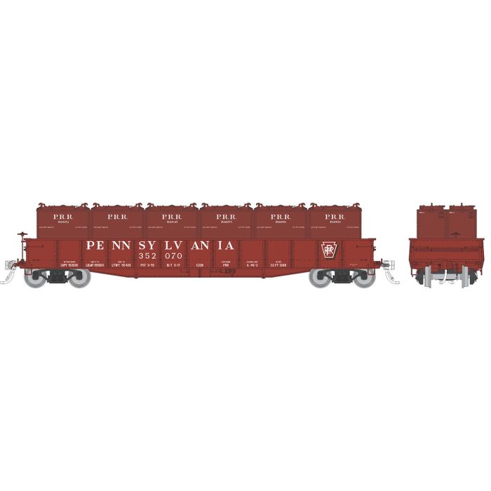 Rapido 194006A HO G22b Steel Gondola, AB Brakes & LCL Containers, PRR Shadow Keystone