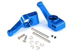 Traxxas 1952X Carriers, stub axle (blue-anodized 6061-T6 aluminum) (rear) (left & right)/ 3x32mm hinge pins (2)/ e-clips (6)/ hardware