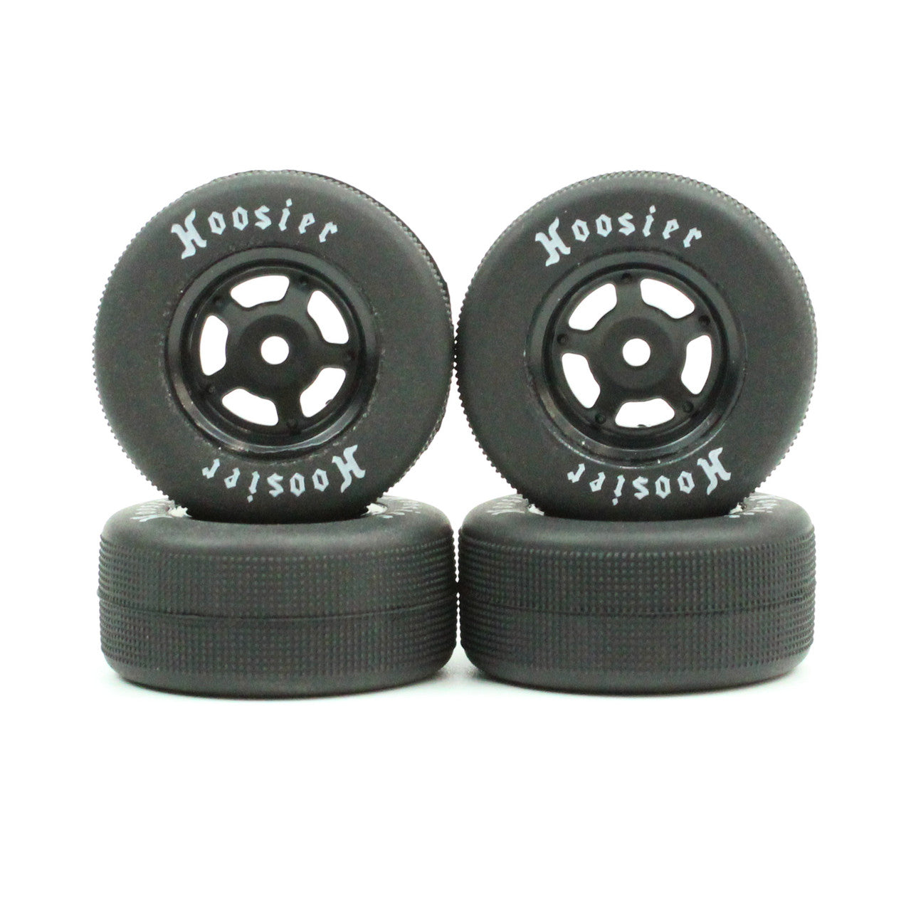 1RC Racing 5700 FR/RR Tires & Black Wheels, 1/24 Asphalt Late Model (4)