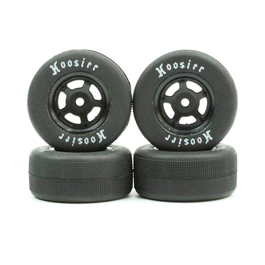 1RC Racing 5700 FR/RR Tires & Black Wheels, 1/24 Asphalt Late Model (4)