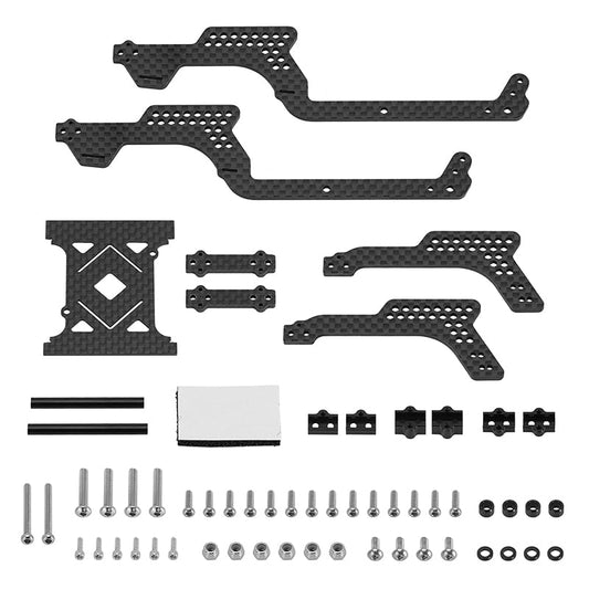 Injora 4M-89 Universal LCG Chassis Frame Kit for 1/18 TRX4M (Carbon Fiber) - Universal Chassis