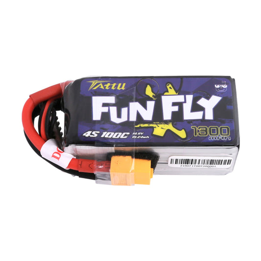 Tattu FF13004SP 1300mAh 4s 100C 14.8V FunFly lipo battery pack with XT60 Plug for Practice