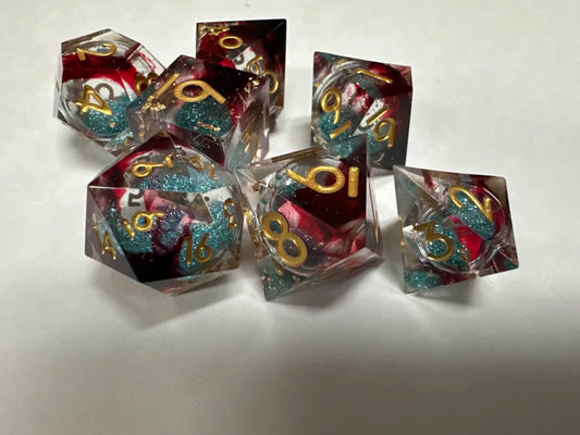 Gamerz Guard RD01398 Elemental Conflux Glitter Liquid Core Resin 7 Dice Set
