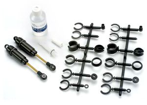 Traxxas 2660 Big-bore shocks (long) (hard-anodized & PTFE-coated T6 aluminum) (assembled with TiN shafts) w/o springs (2)