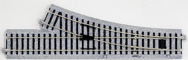 KATO 2841 HO Manual Turnout - Unitrack -- Right Hand 9-3/4" 246mm Long, 19-1/4" 490mm Radius