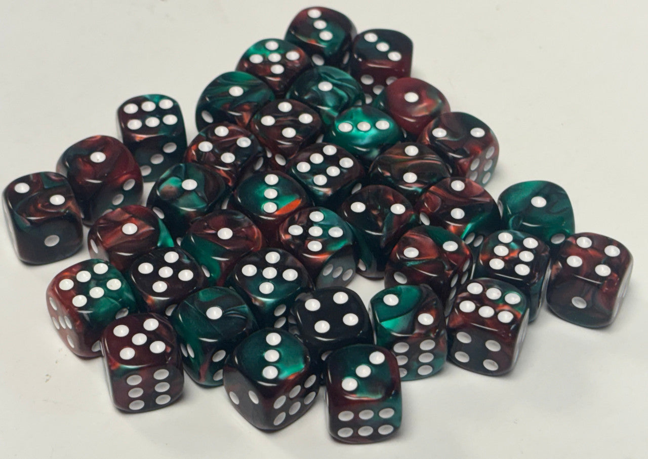 Gamerz Guard AD03996 Red & Green Marble Acrylic 12mm D6 Dice Set