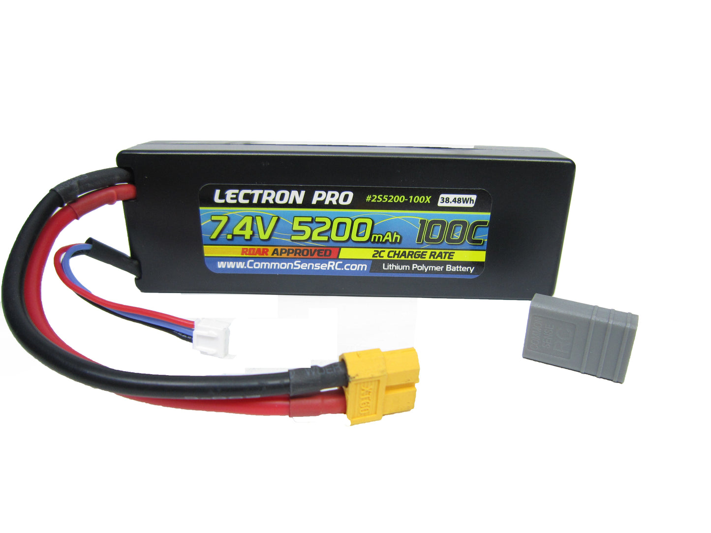 Common Sense 2S5200-100X Lectron Pro 7.4V 5200mAh 100C Lipo Battery with XT60 Connector + CSRC adapter