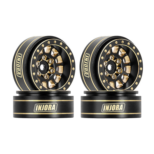 Injora YQW-1101BGD 1.0 Plus Brass -3.75mm Offset Wheels for Micro Crawlers (W1101) Black & Gold