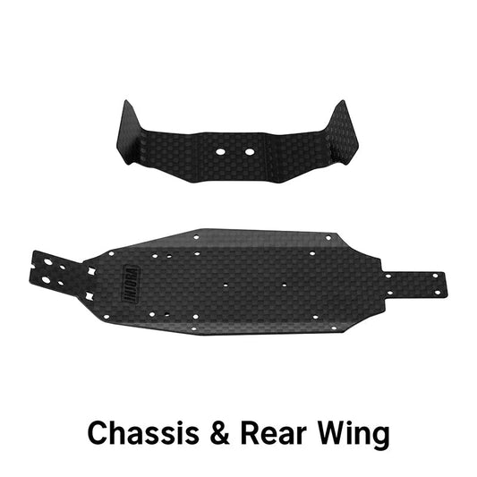 Injora LOS-21-27 Carbon Fiber Chassis & Rear Wing for 1/24 Losi Micro-B