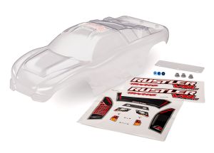Traxxas 3714 Body, Rustler® (clear, requires painting)/window, lights decal sheet/ wing and aluminum hardware
