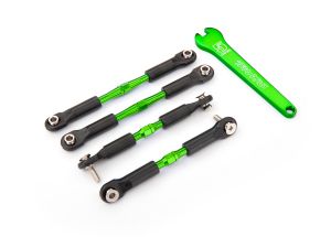 Traxxas 3741G Turnbuckles, aluminum ( green-anodized), camber links, front, 39mm (2), rear, 49mm (2) (assembled w/ rod ends & hollow balls)/ wrench