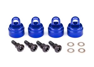 Traxxas 3767A Shock caps, aluminum (blue-anodized) (4) (fits all Ultra Shocks)