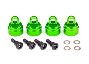 Traxxas 3767G Shock caps, aluminum (green-anodized) (4) (fits all Ultra Shocks)