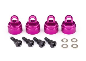 Traxxas 3767P Shock caps, aluminum (pink-anodized) (4) (fits all Ultra Shocks)