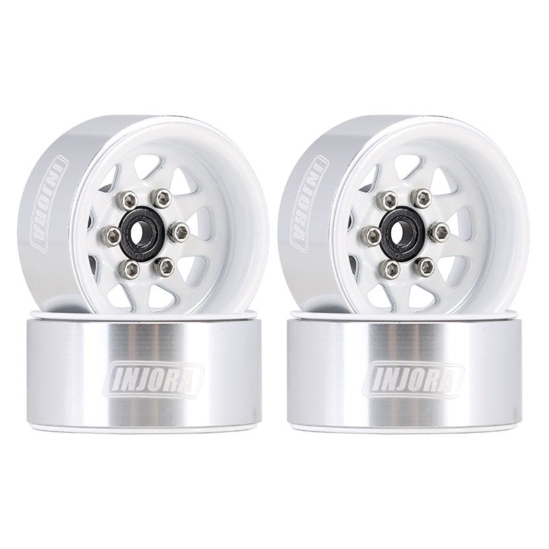 Injora YQW-1004WH 1.0" Negative Offset 3.78mm Deep Dish Stamped Steel Wheel Rims for 1/24 RC Crawlers (4) (W1004) - White