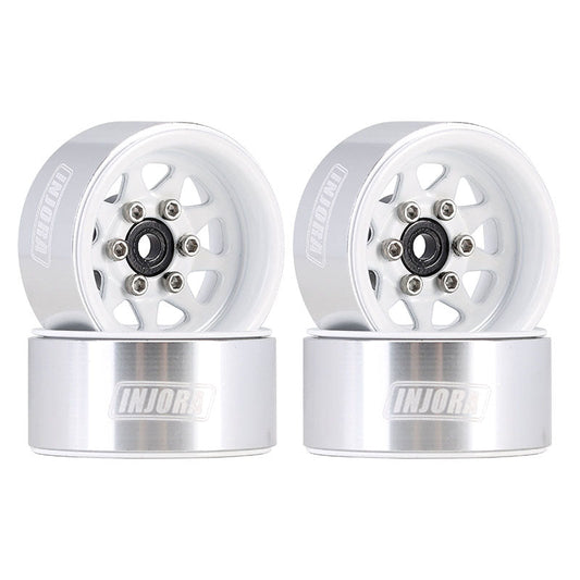 Injora YQW-1004WH 1.0" Negative Offset 3.78mm Deep Dish Stamped Steel Wheel Rims for 1/24 RC Crawlers (4) (W1004) - White