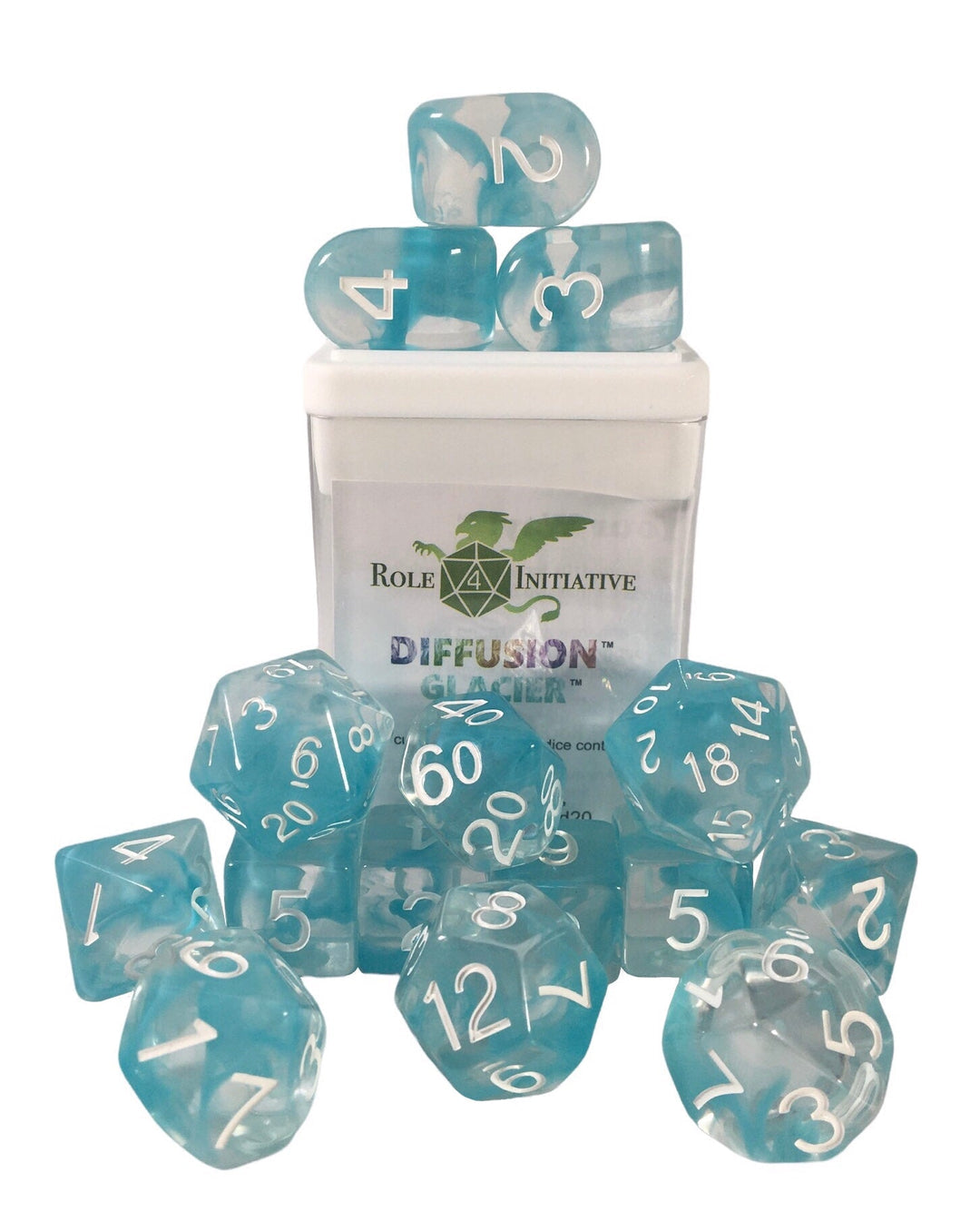 Role 4 Initiative 50403FC 15CT DICE SET WITH ARCH'D4: DIFFUSION GLACIER