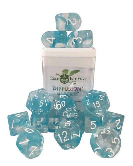 Role 4 Initiative 50403FC 15CT DICE SET WITH ARCH'D4: DIFFUSION GLACIER