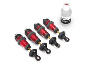 Traxxas 5460R Shocks, GTR aluminum, red-anodized bodies with TiN shafts (fully assembled w/o springs) (4)