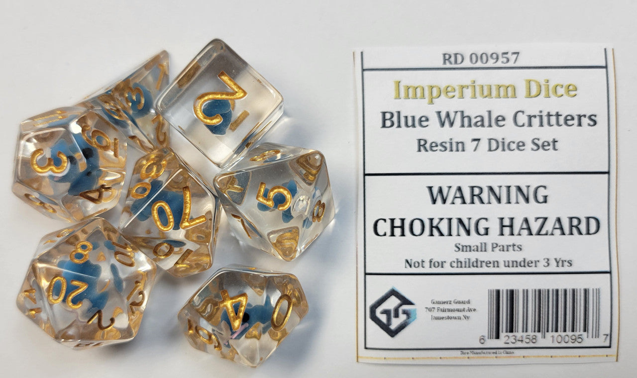Gamerz Guard RD00957 Blue Whale Critters Resin 7 Dice Set