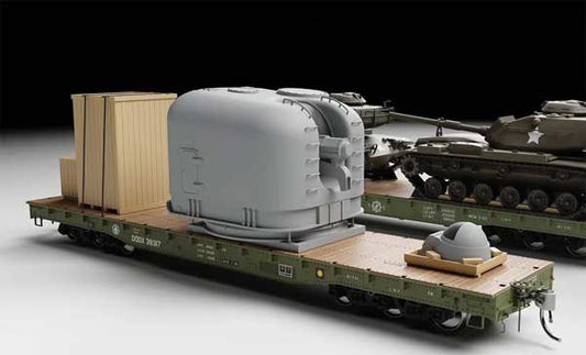 Rapido 805001 HO MK-42 5 Inch Naval Turret Flatcar Load - Assembled -- Gray