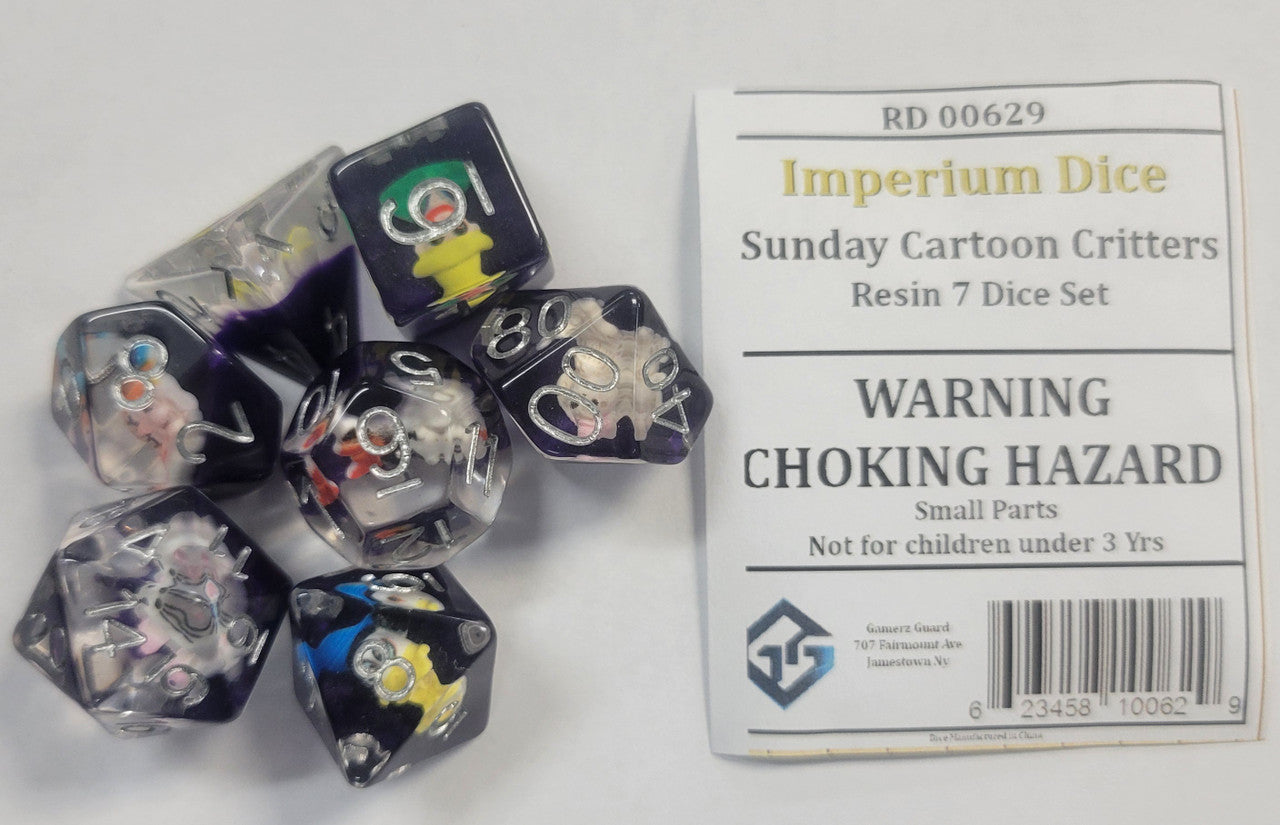 Gamerz Guard RD00629 Sunday Cartoon Critters Resin 7 Dice Set