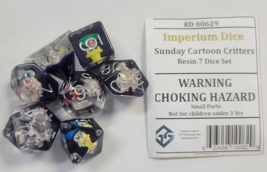 Gamerz Guard RD00629 Sunday Cartoon Critters Resin 7 Dice Set