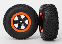 Traxxas 5863 SCT Black & Orange Wheels & Off-Road Tires (2)